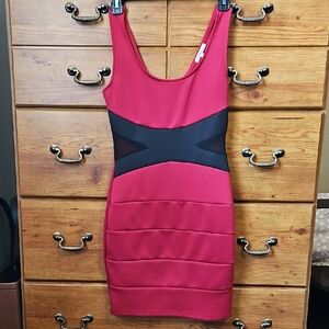 Charlotte Russe Sleeveless Bodycon Mini Dress In Red/Black Size Medium